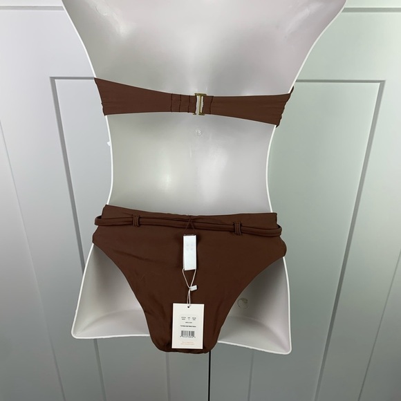 NWT Andie Swim Bikini Set SMALL Brown Riviera High Waist Belted Bottom Scala Top - Picture 8 of 9